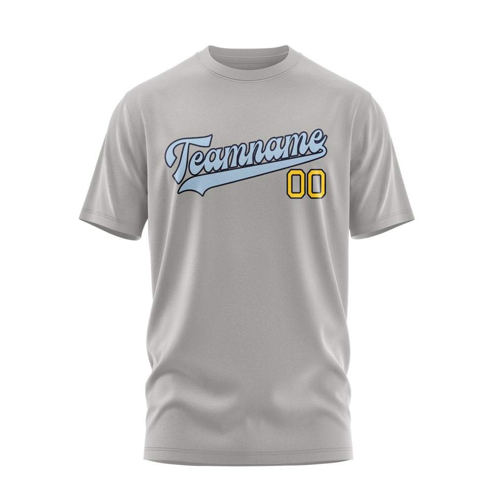 Custom Gray Light Blue T-Shirt