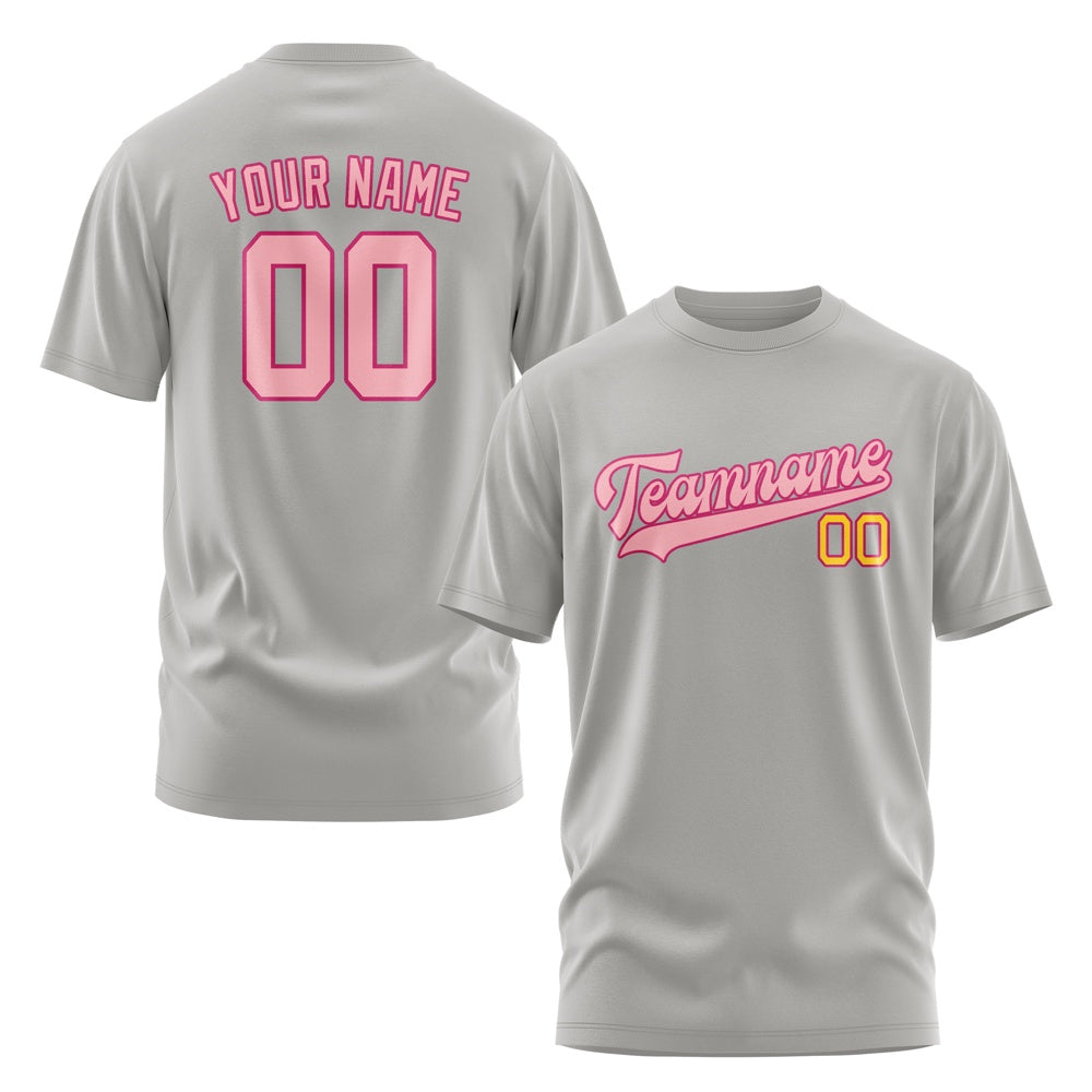 Custom Gray Light Pink T-Shirt