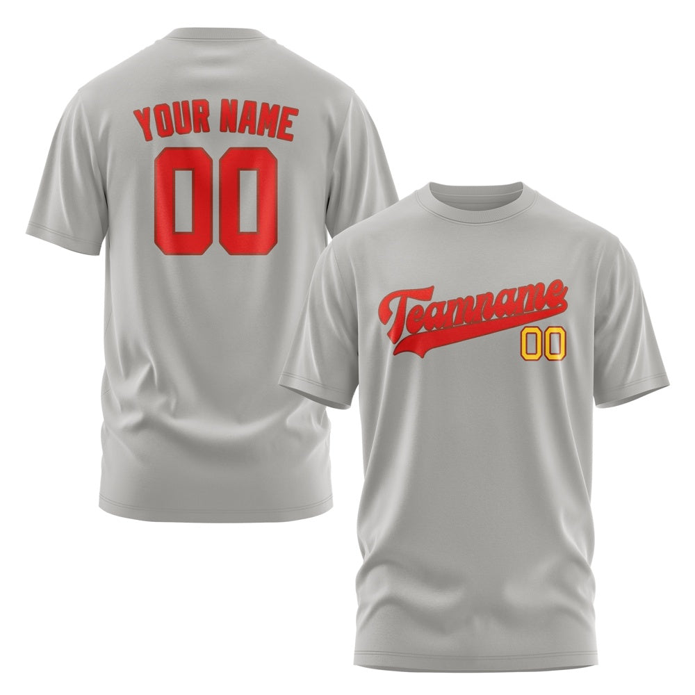 Custom Gray Orange Red T-Shirt