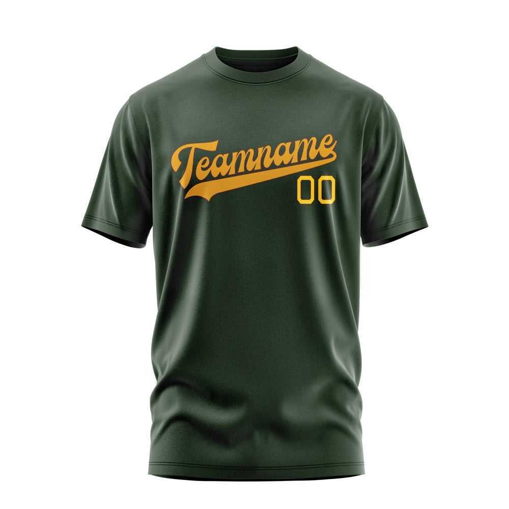 Custom Dark Green Yellow T-Shirt