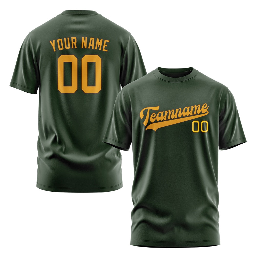 Custom Dark Green Yellow T-Shirt