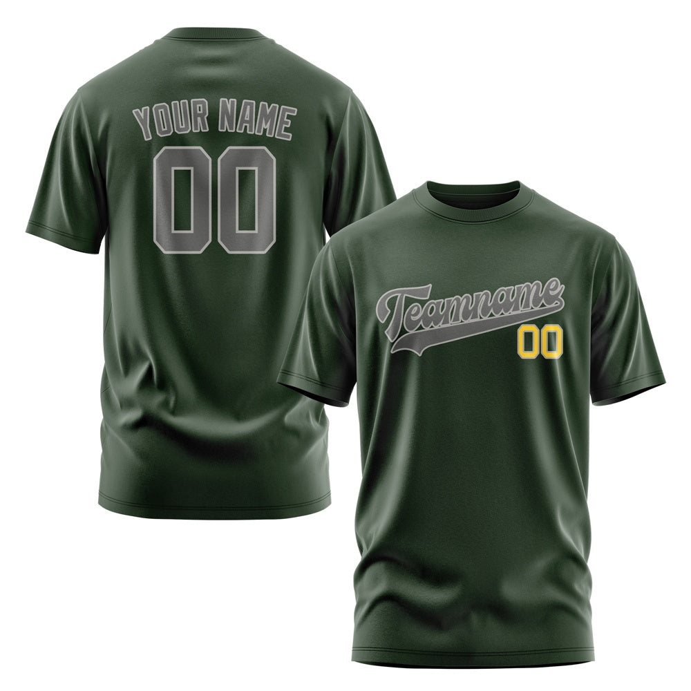 Custom Dark Green Dark Grey T-Shirt
