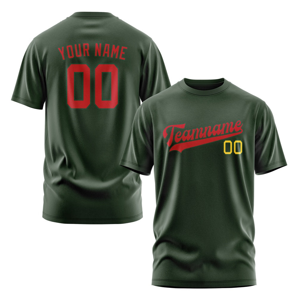 Custom Dark Green Red T-Shirt