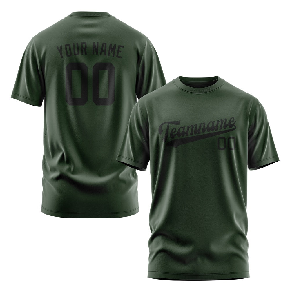 Custom Dark Green Black T-Shirt