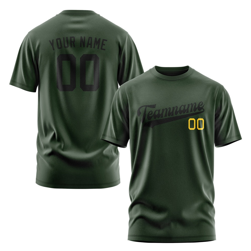 Custom Dark Green Black T-Shirt
