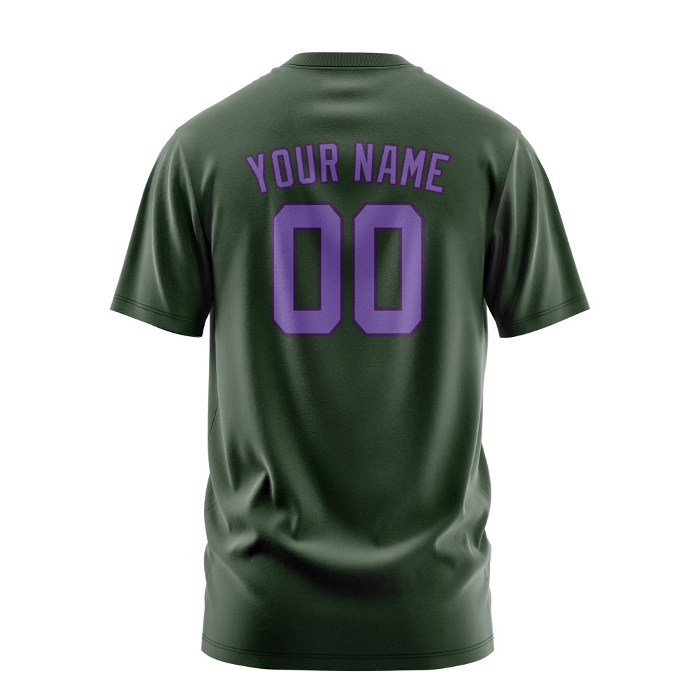 Custom Dark Green Light Purple T-Shirt