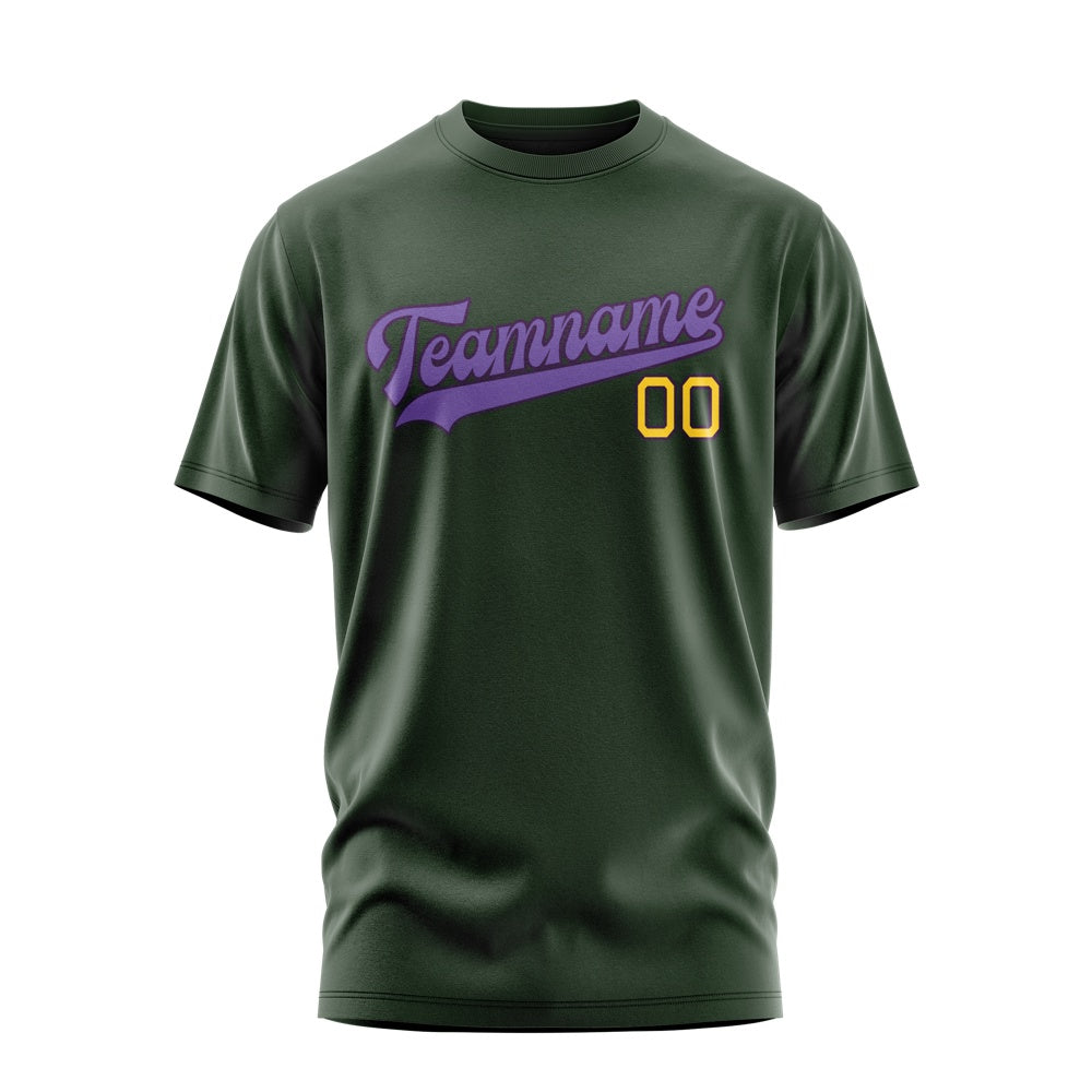 Custom Dark Green Light Purple T-Shirt