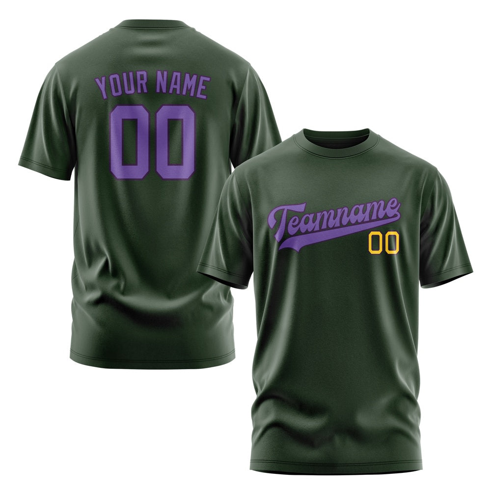 Custom Dark Green Light Purple T-Shirt