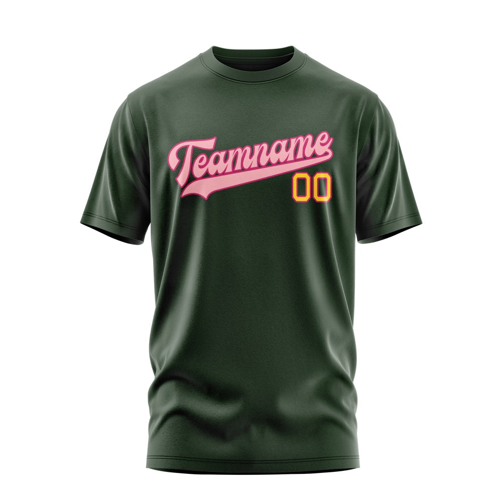 Custom Dark Green Light Pink T-Shirt