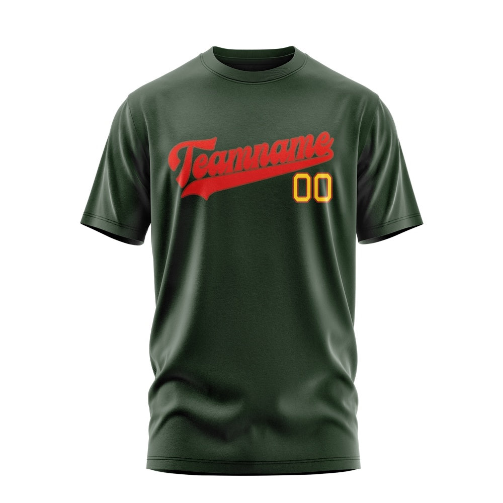 Custom Dark Green Orange Red T-Shirt
