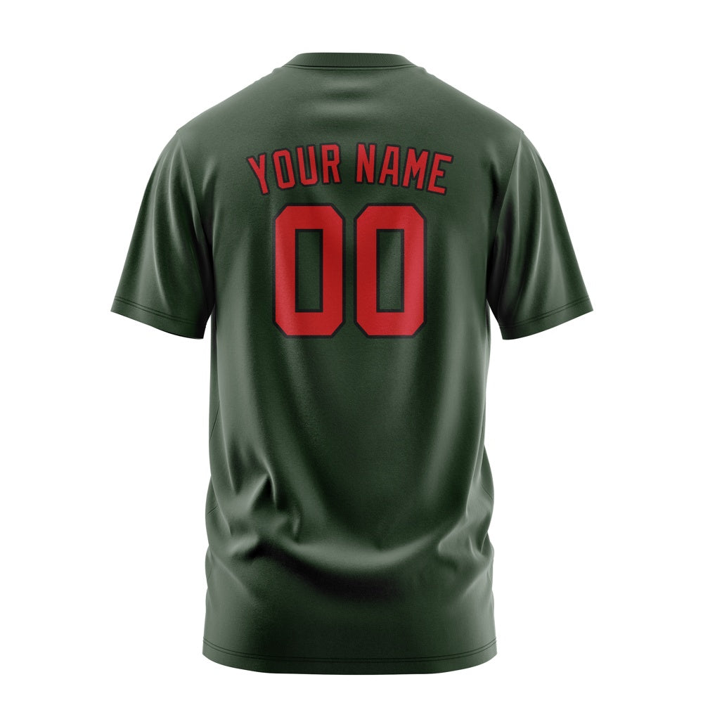 Custom Dark Green Red T-Shirt
