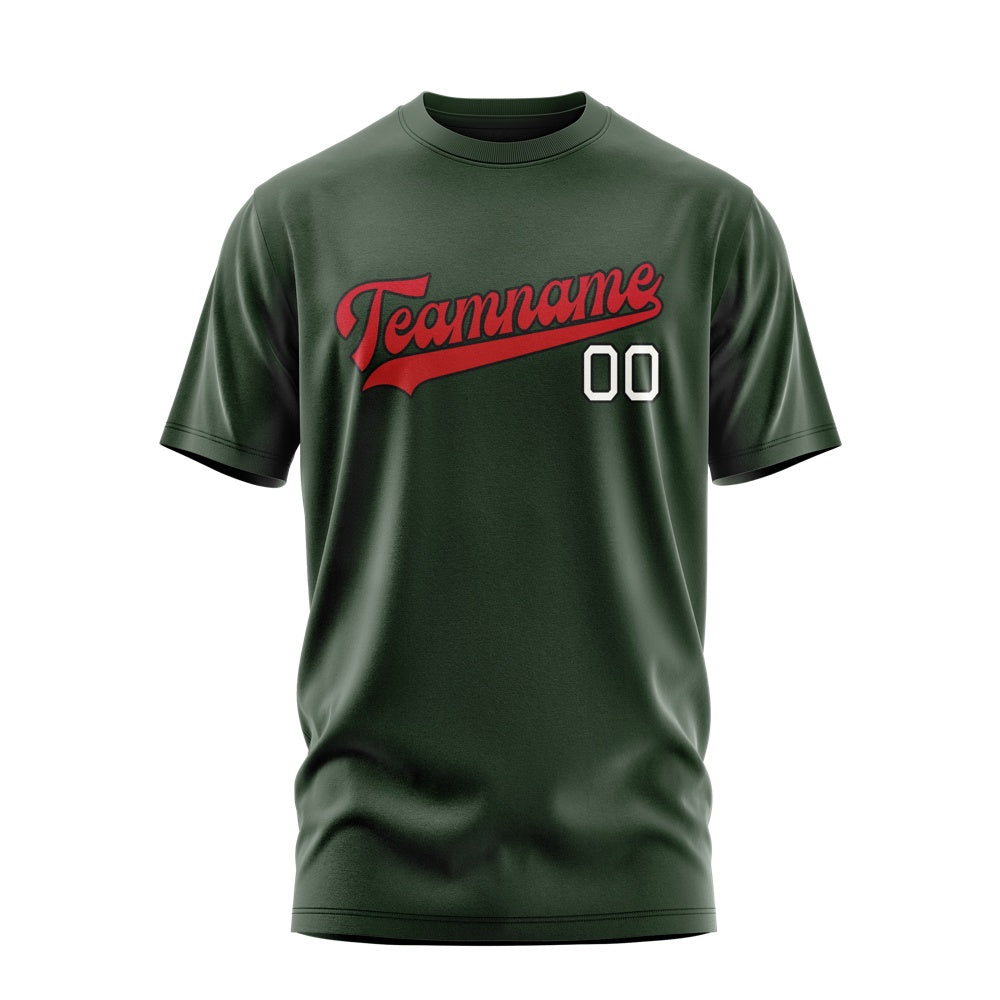 Custom Dark Green Red T-Shirt
