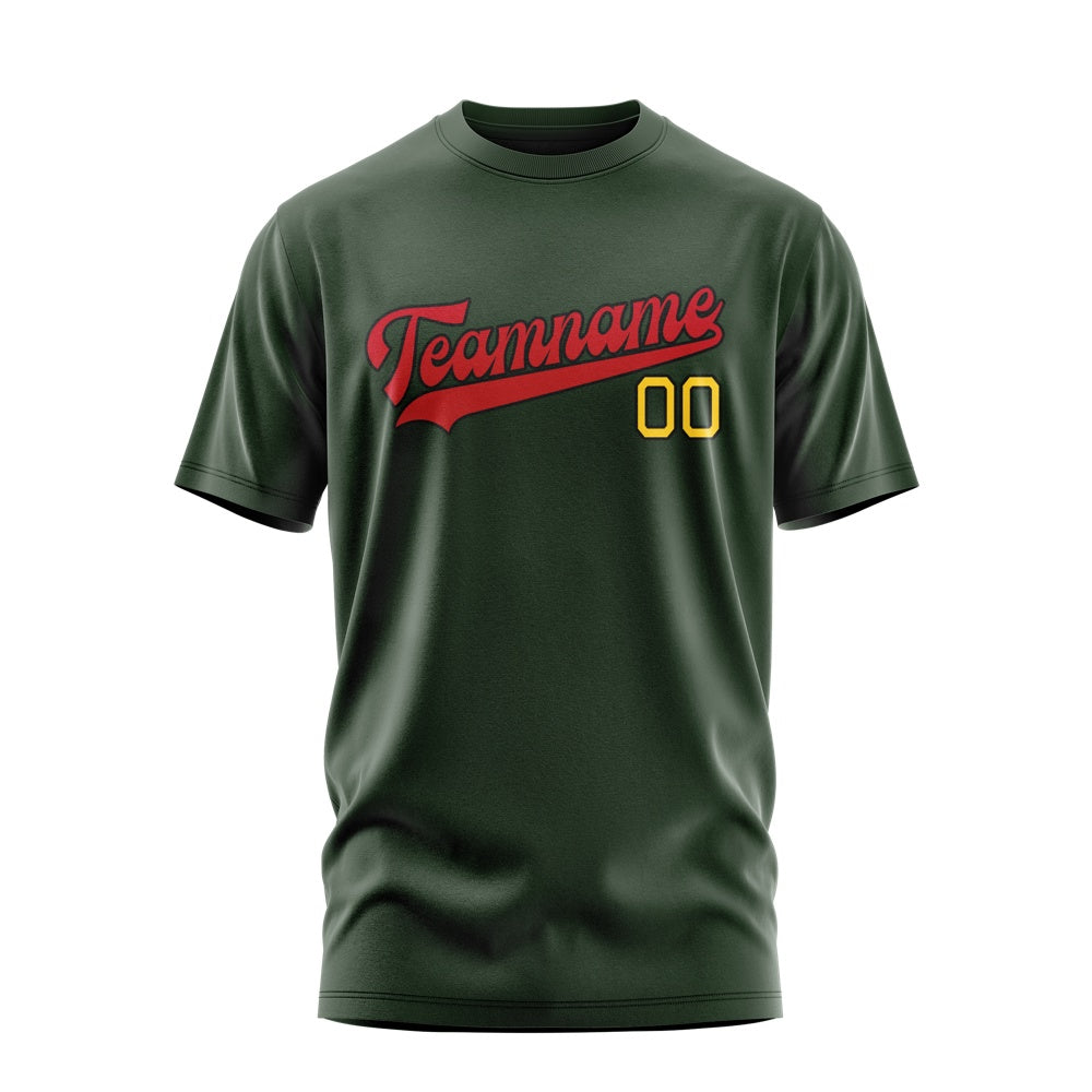 Custom Dark Green Red T-Shirt