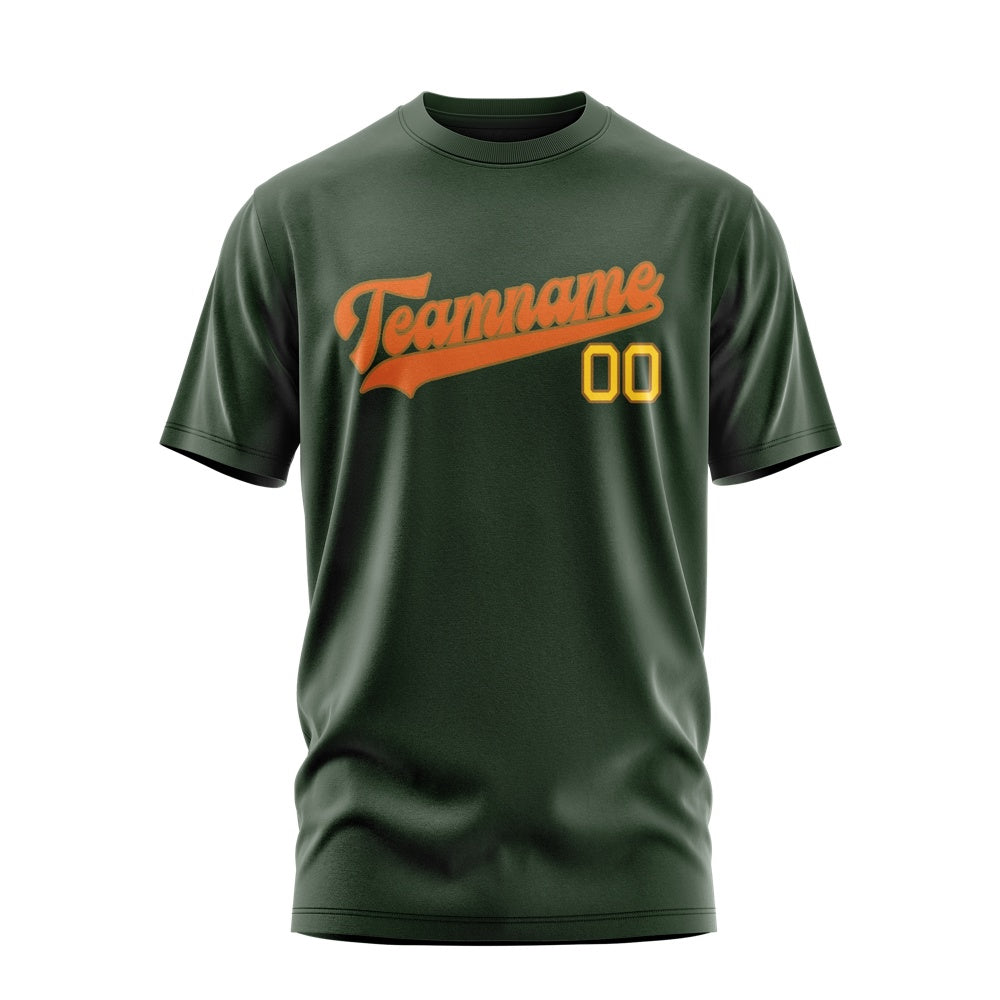 Custom Dark Green Orange T-Shirt
