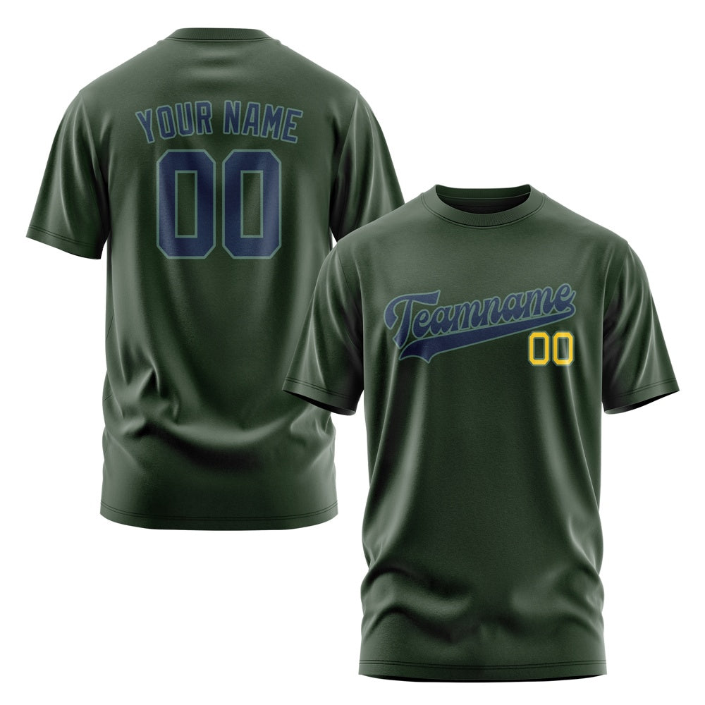 Custom Dark Green Blue T-Shirt