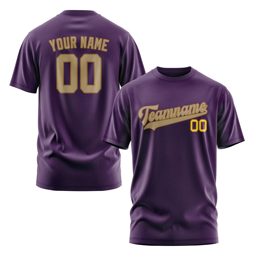 Custom Purple Light Khaki T-Shirt