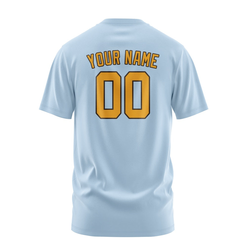 Custom Light Blue Yellow T-Shirt