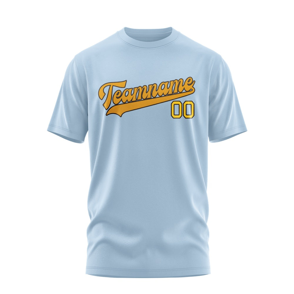 Custom Light Blue Yellow T-Shirt
