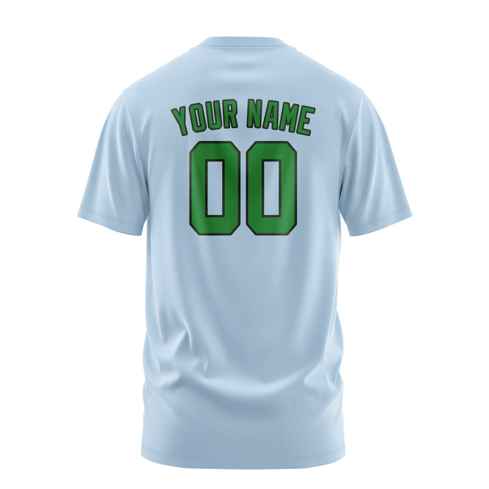 Custom Light Blue Emerald Green T-Shirt