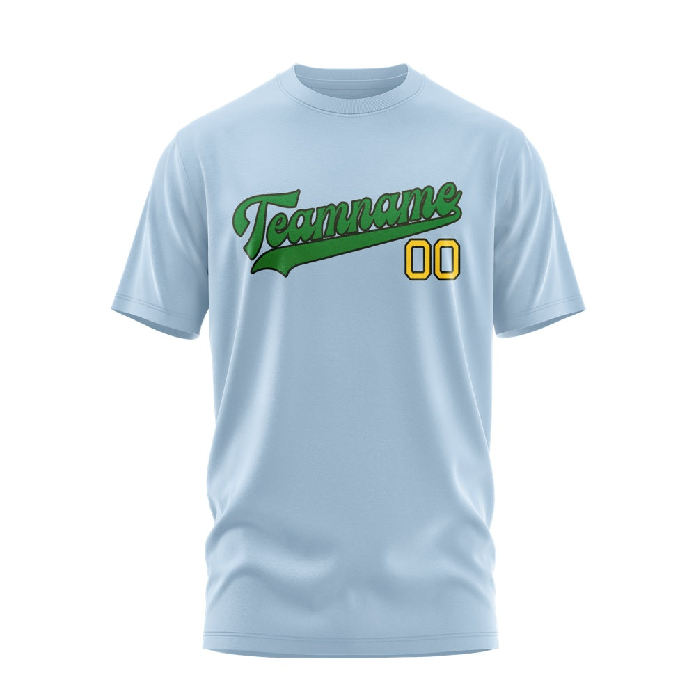 Custom Light Blue Emerald Green T-Shirt
