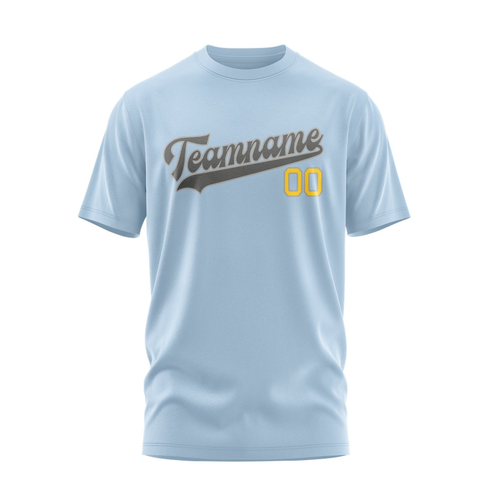Custom Light Blue Dark Grey T-Shirt