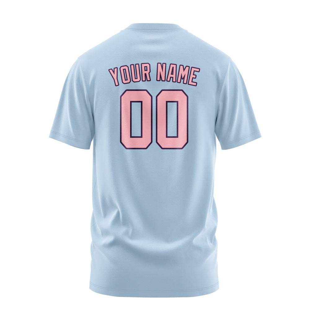 Custom Light Blue Light Pink T-Shirt