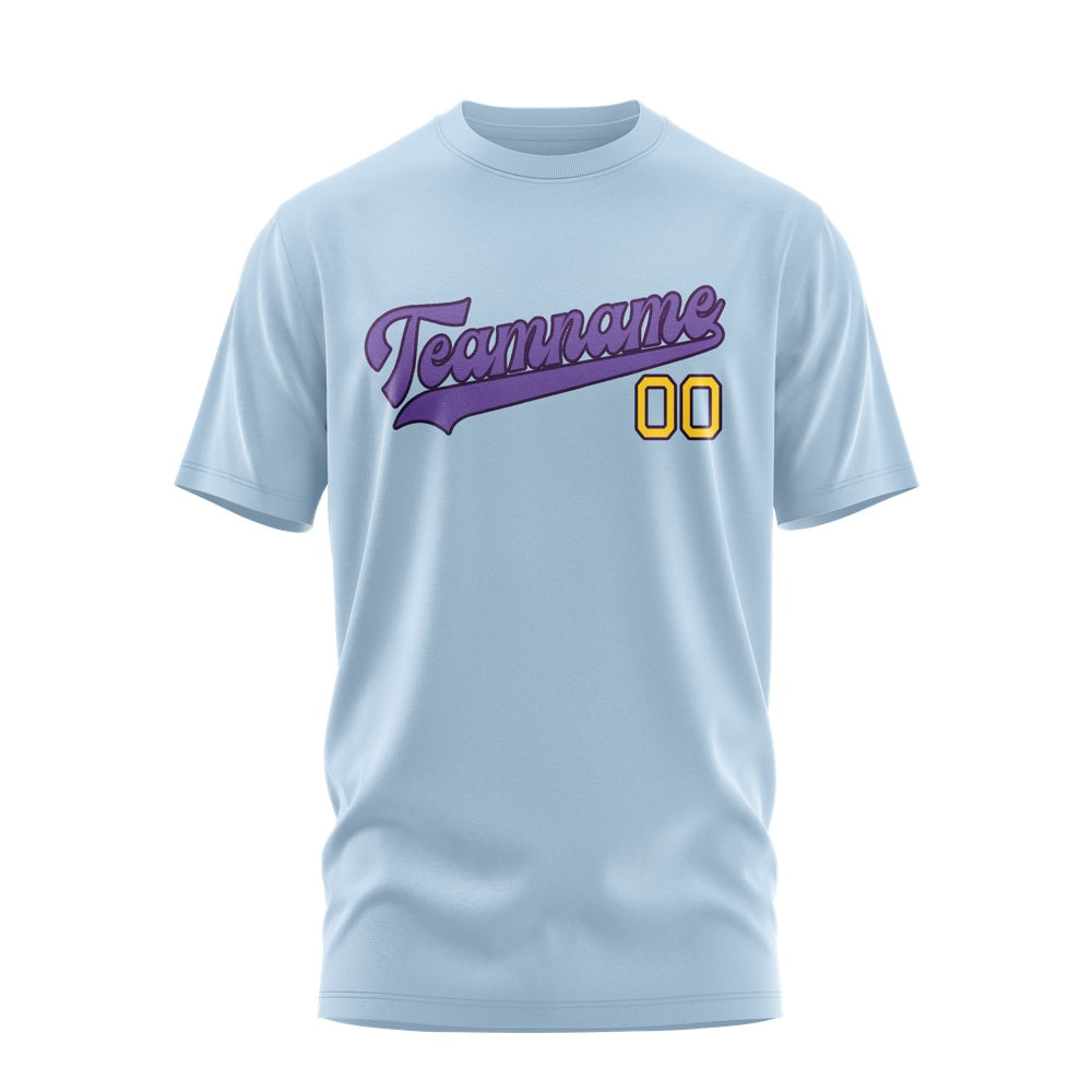 Custom Light Blue Light Purple T-Shirt