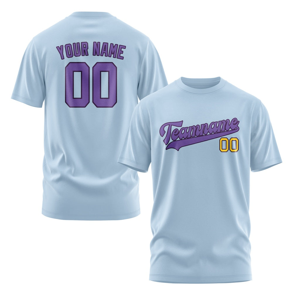 Custom Light Blue Light Purple T-Shirt