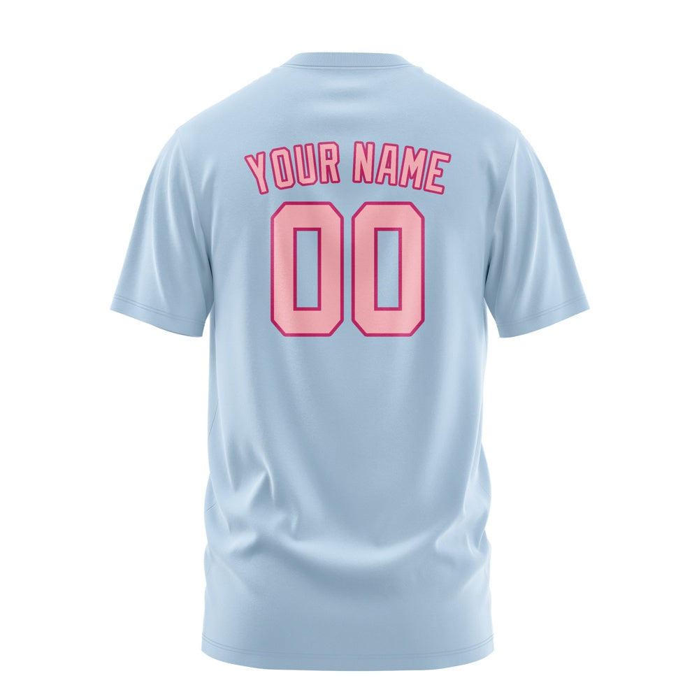 Custom Light Blue Light Pink T-Shirt