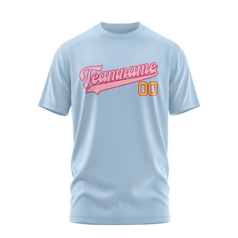 Custom Light Blue Light Pink T-Shirt