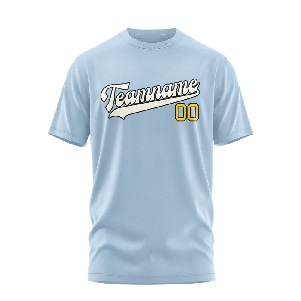 Custom Light Blue Cream T-Shirt