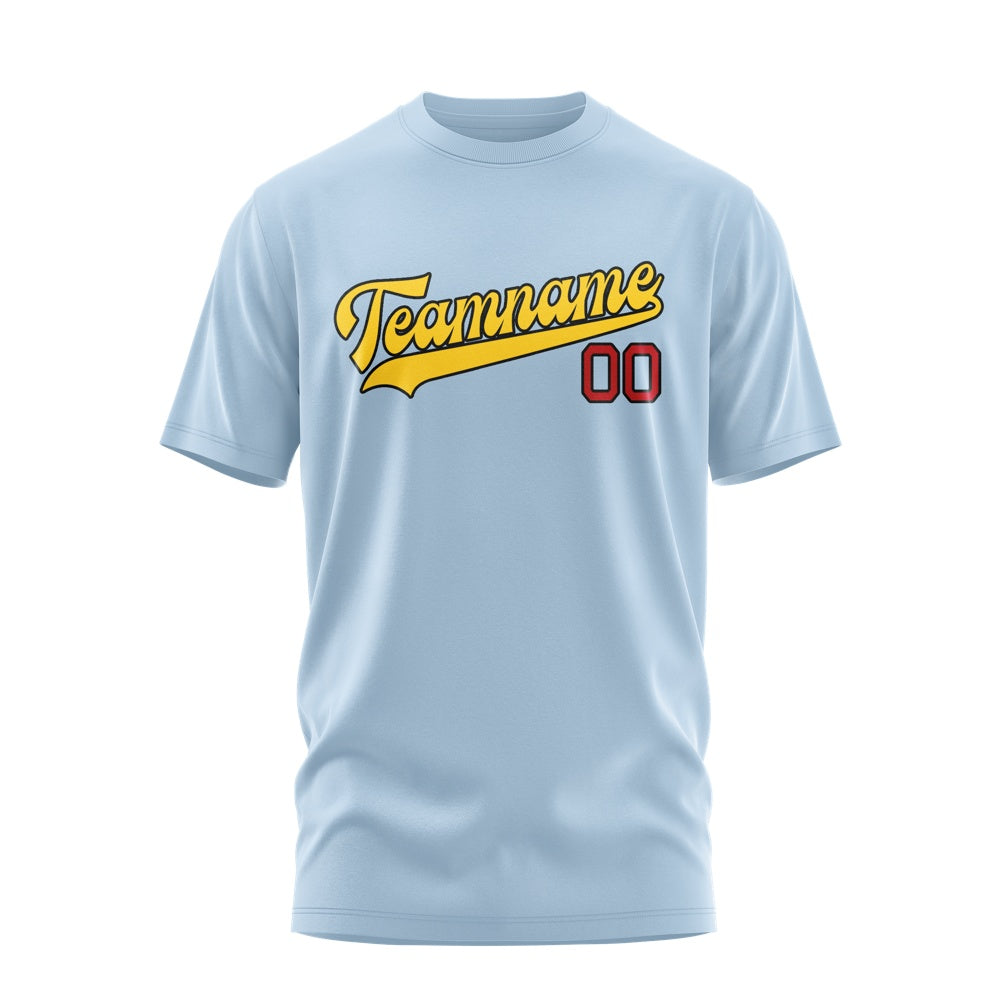 Custom Light Blue Gold T-Shirt