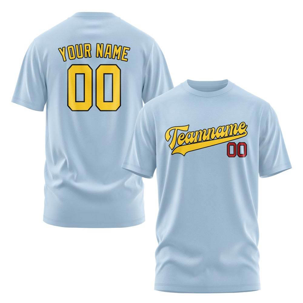 Custom Light Blue Gold T-Shirt