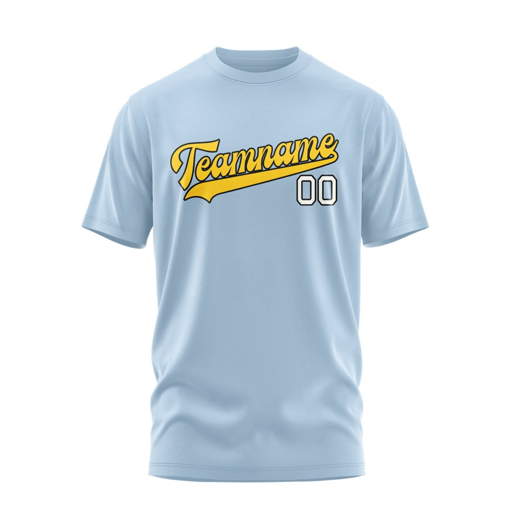 Custom Light Blue Gold T-Shirt
