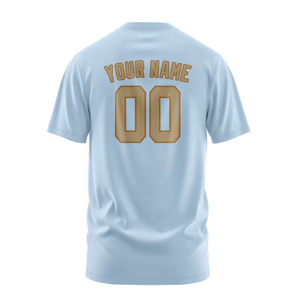Custom Light Blue Light Khaki T-Shirt