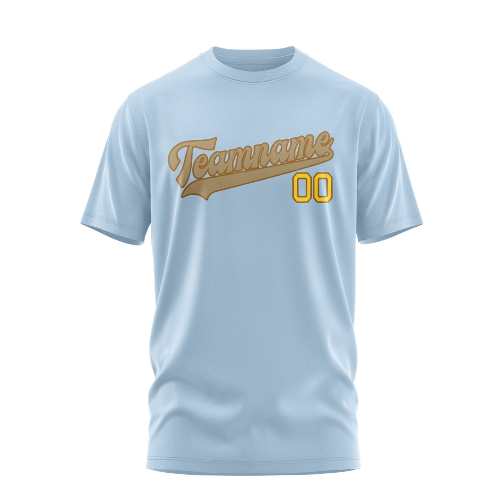 Custom Light Blue Light Khaki T-Shirt