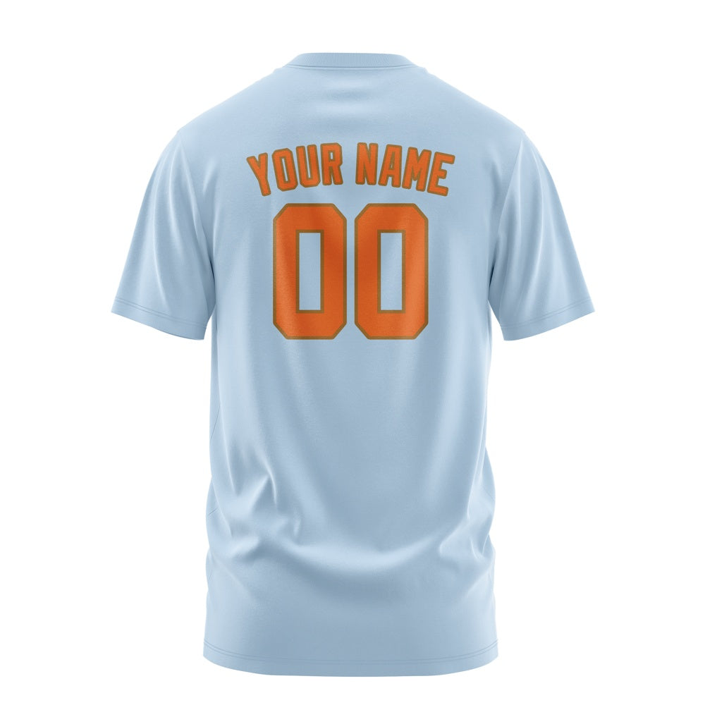 Custom Light Blue Orange T-Shirt