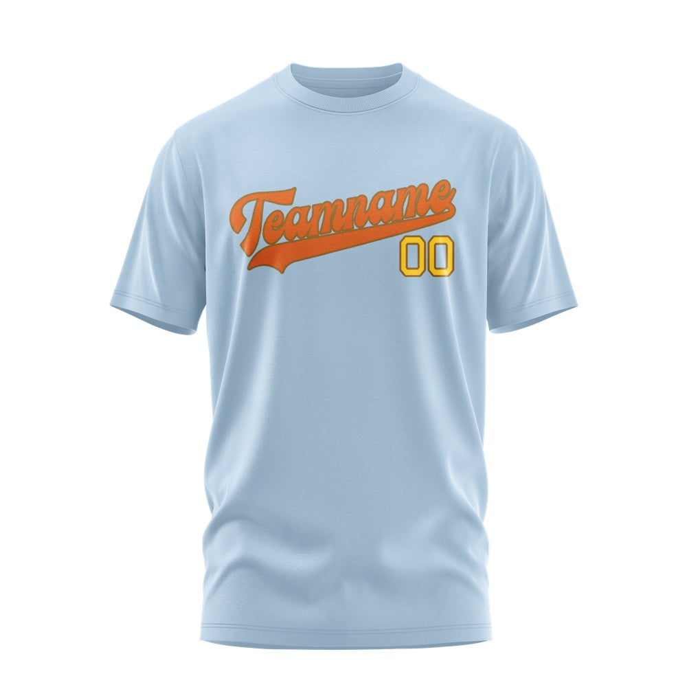 Custom Light Blue Orange T-Shirt