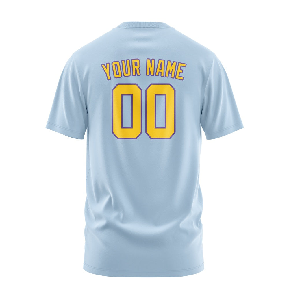 Custom Light Blue Gold T-Shirt