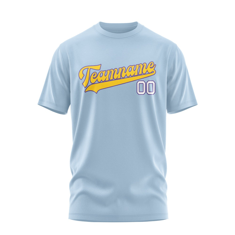 Custom Light Blue Gold T-Shirt