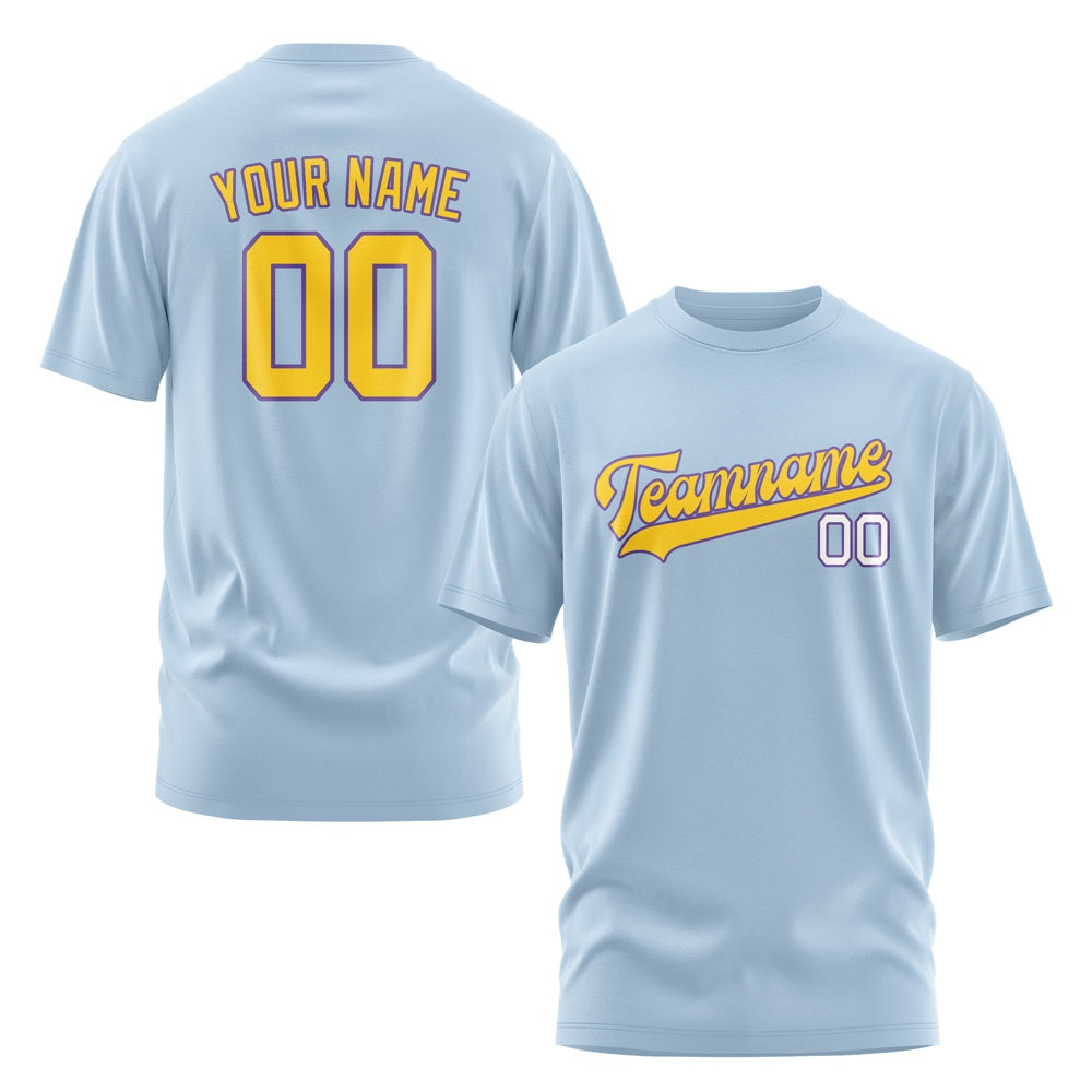 Custom Light Blue Gold T-Shirt