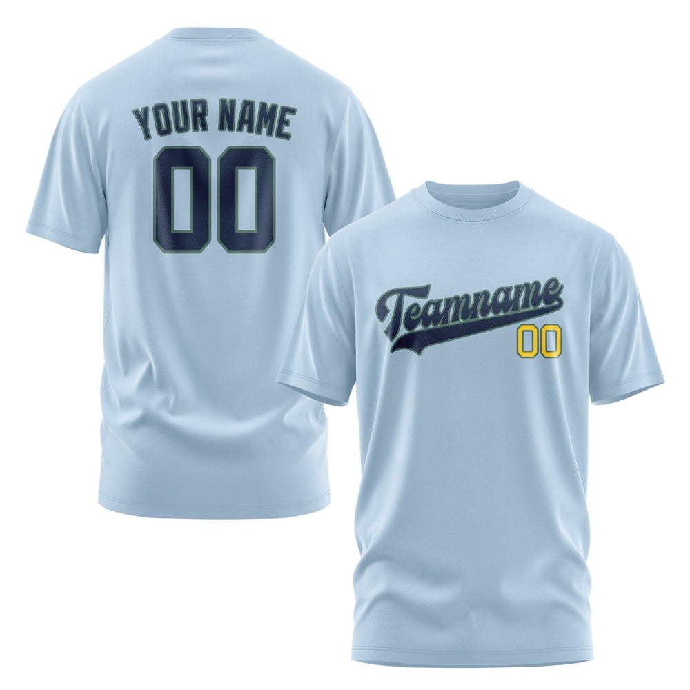 Custom Light Blue Blue T-Shirt