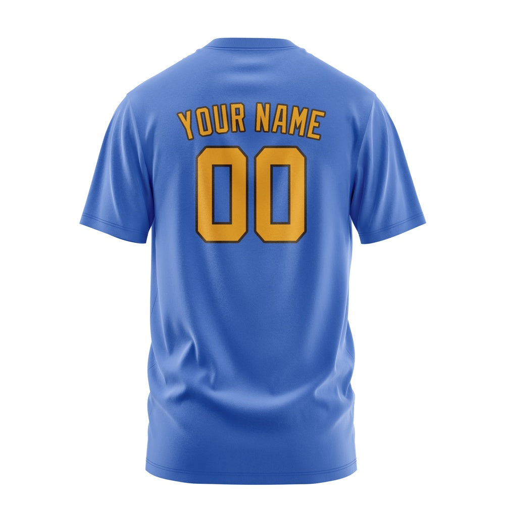 Custom Sky Blue Yellow T-Shirt