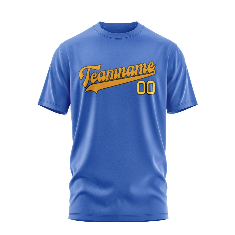 Custom Sky Blue Yellow T-Shirt