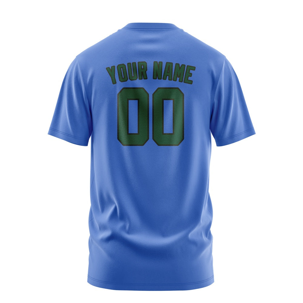 Custom Sky Blue Green T-Shirt