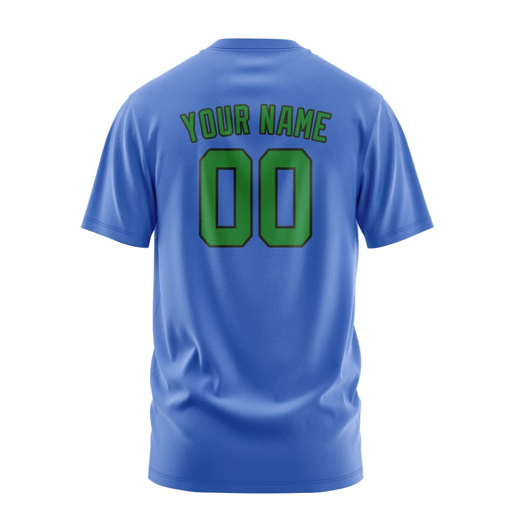 Custom Sky Blue Emerald Green T-Shirt