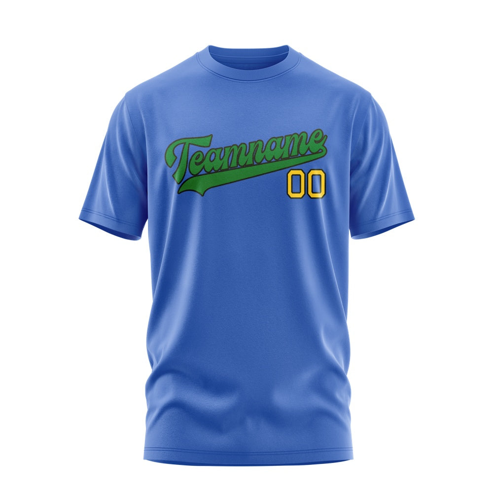 Custom Sky Blue Emerald Green T-Shirt