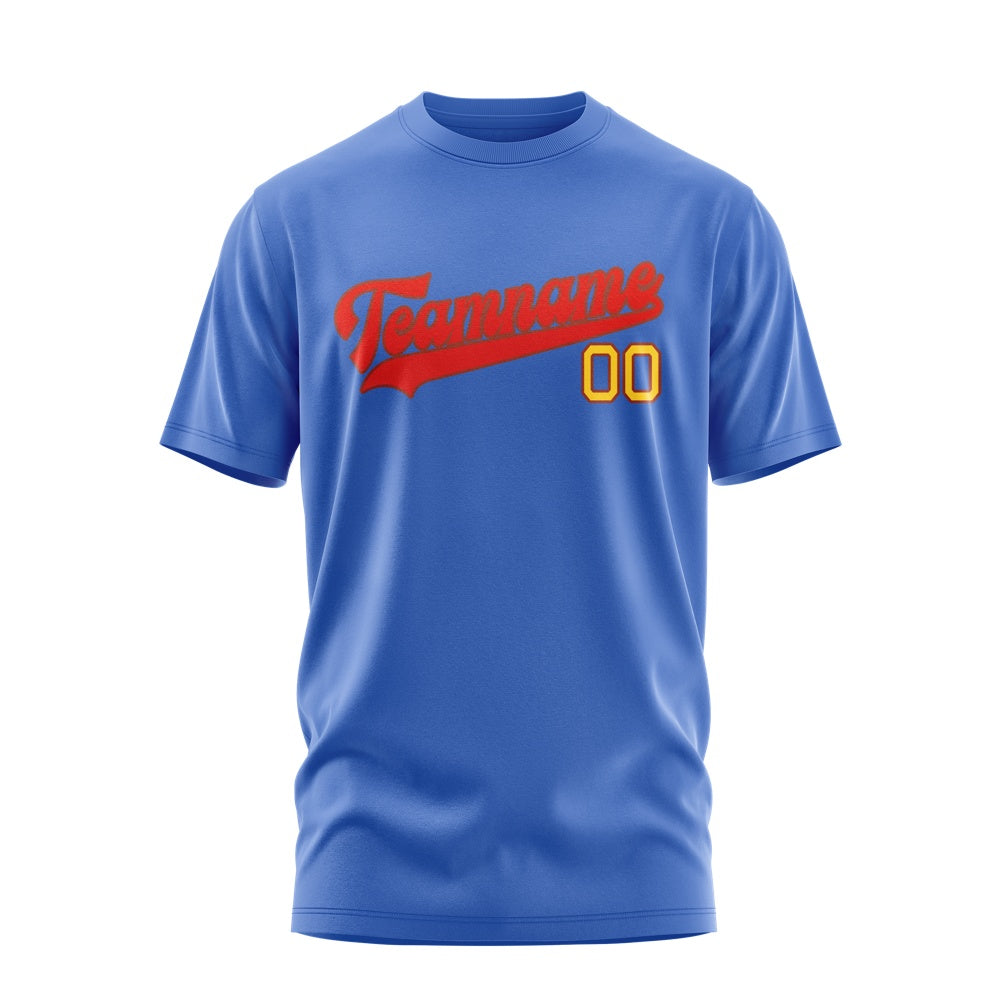 Custom Sky Blue Orange Red T-Shirt