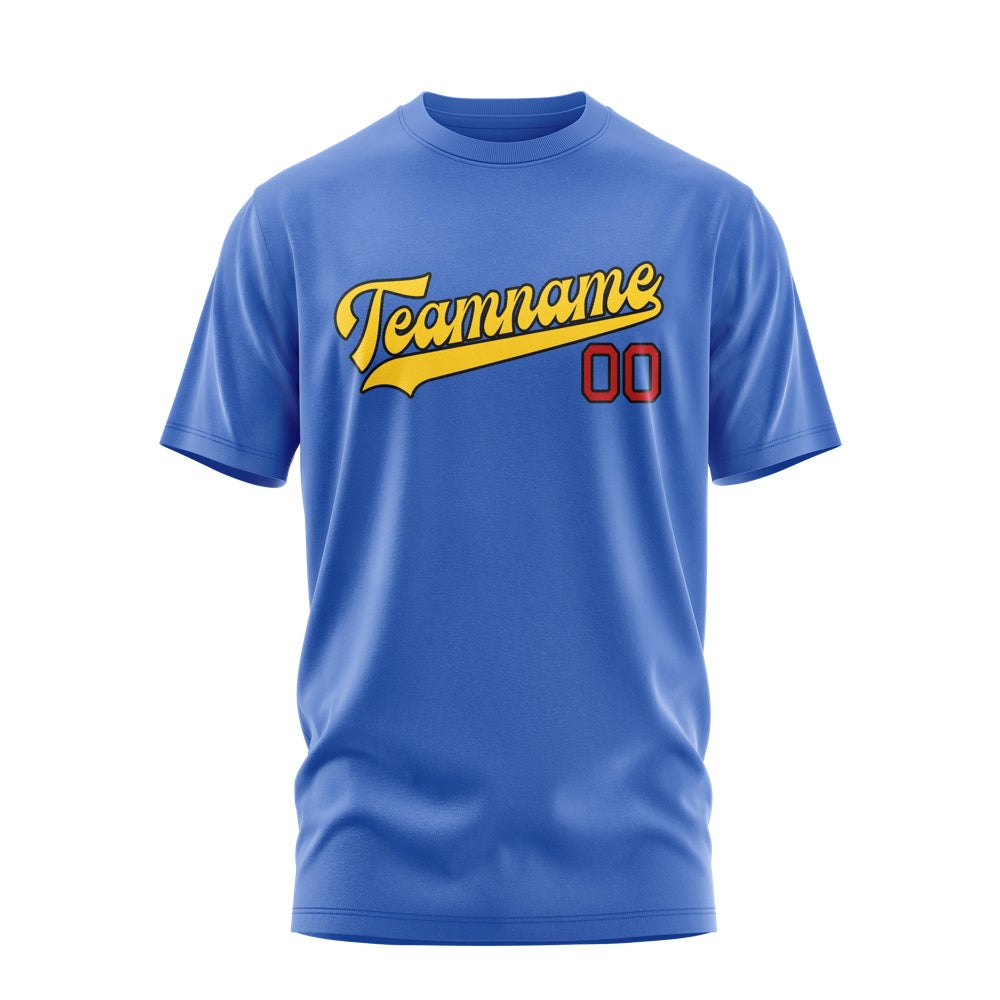 Custom Sky Blue Gold T-Shirt
