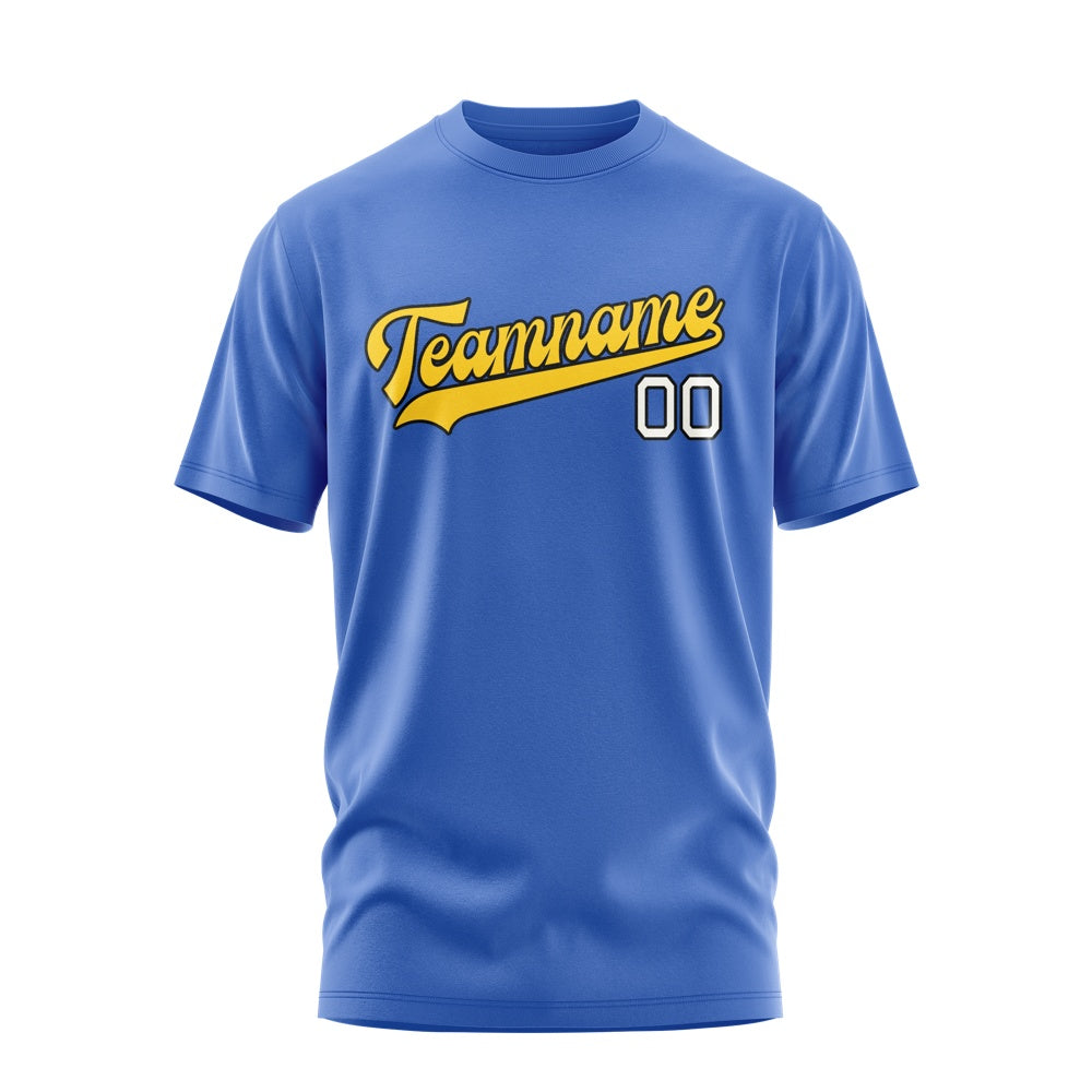 Custom Sky Blue Gold T-Shirt